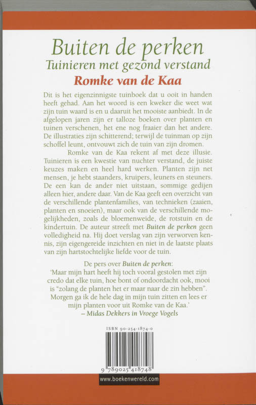 Achterkant van Buiten de perken