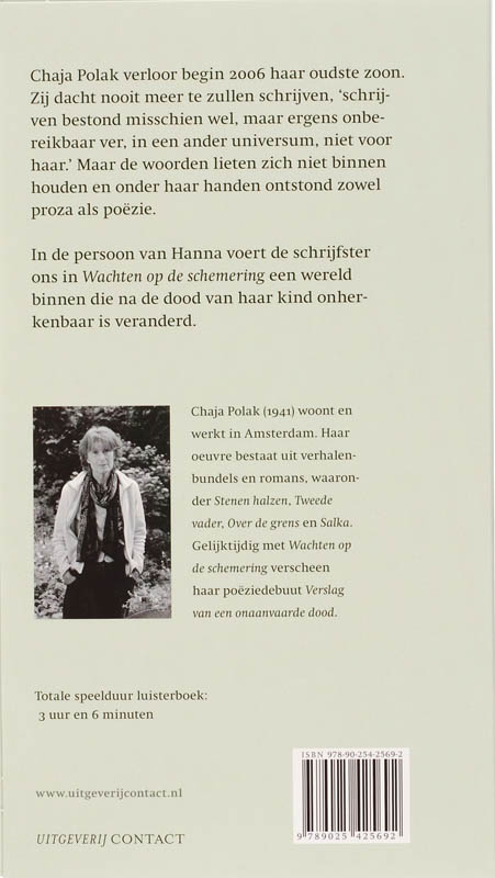 Achterkant van Wachten op de schemering