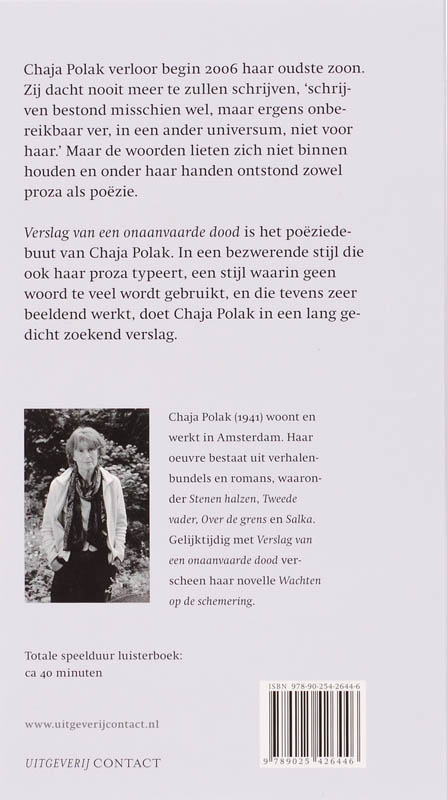 Achterkant van Verslag van een onaanvaarde dood