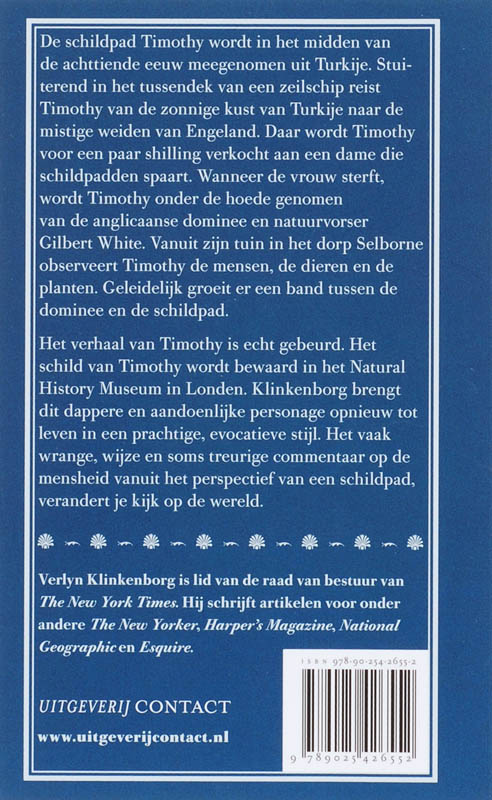Achterkant van Timothy' s boek