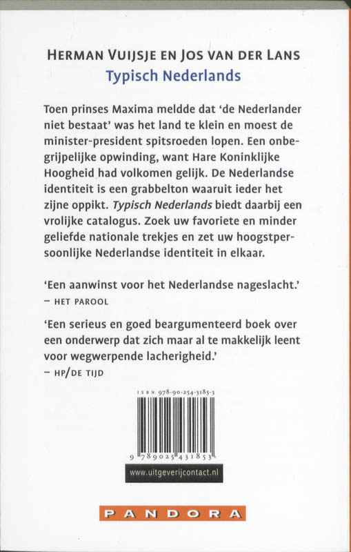 Achterkant van Typisch Nederlands