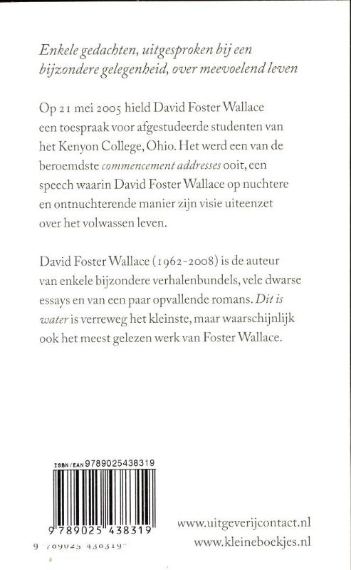 Achterkant van Dit is water