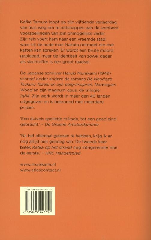 Achterkant van Kafka op het strand