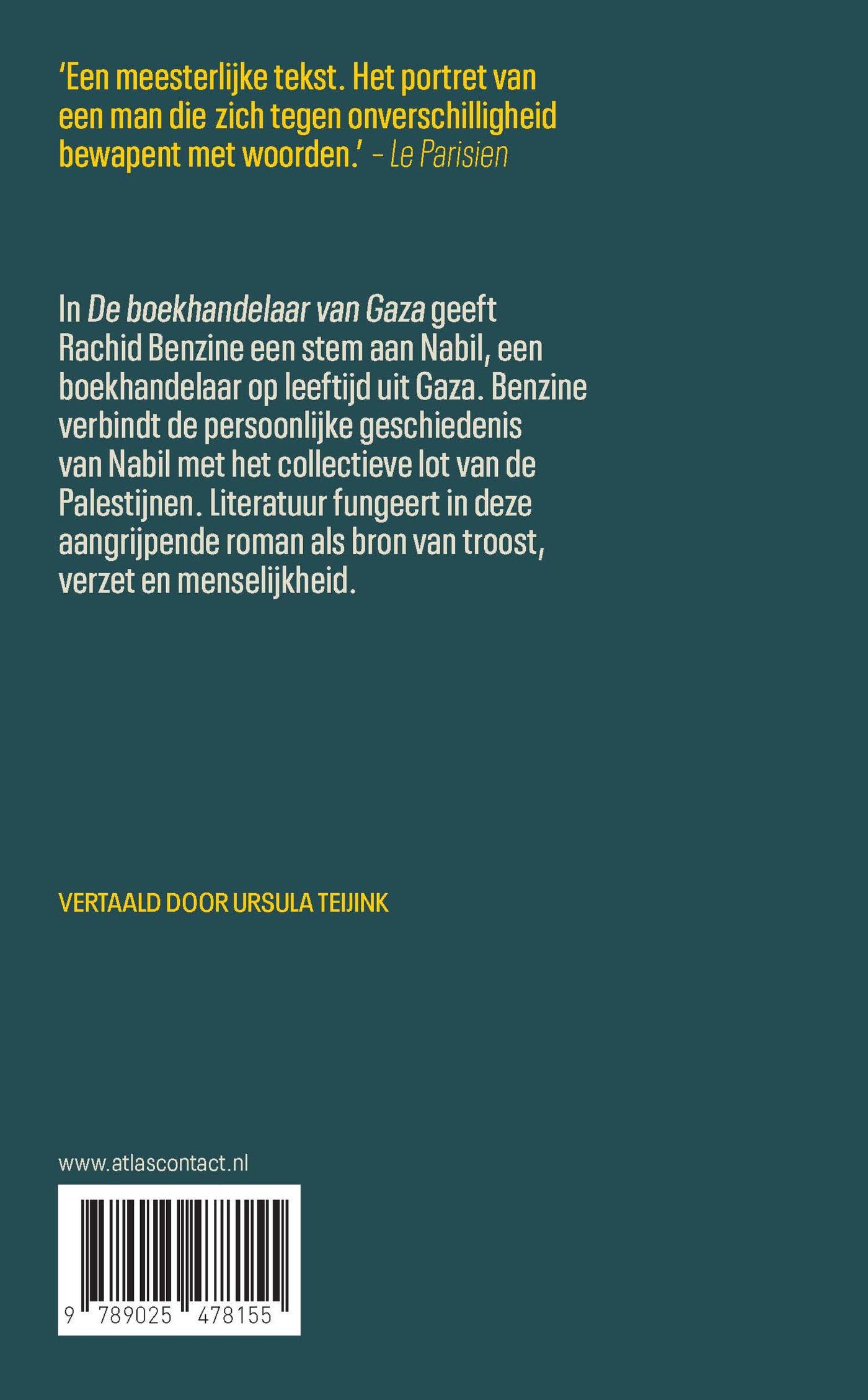 Achterkant van De boekhandelaar van Gaza