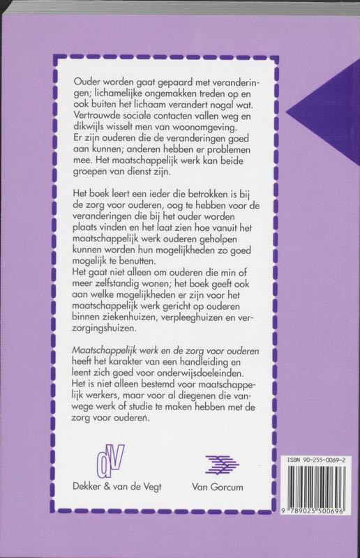 Achterkant van Maatschappelijk werk en de zorg voor ouderen