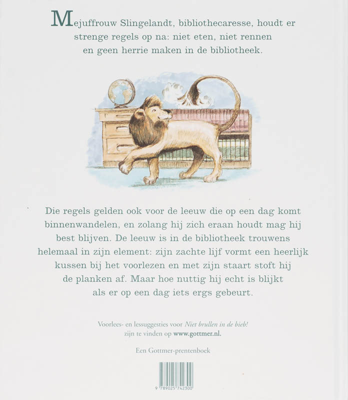 Achterkant van Niet brullen in de bieb!