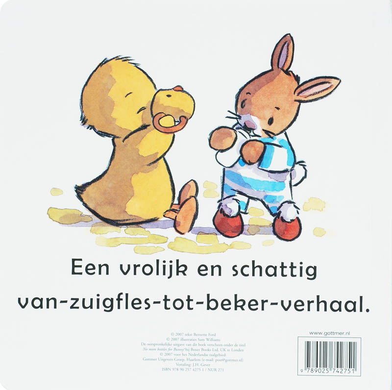 Achterkant van Floppie wil geen flesje meer!