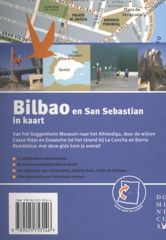 Achterkant van Bilbao en San Sebastian in kaart