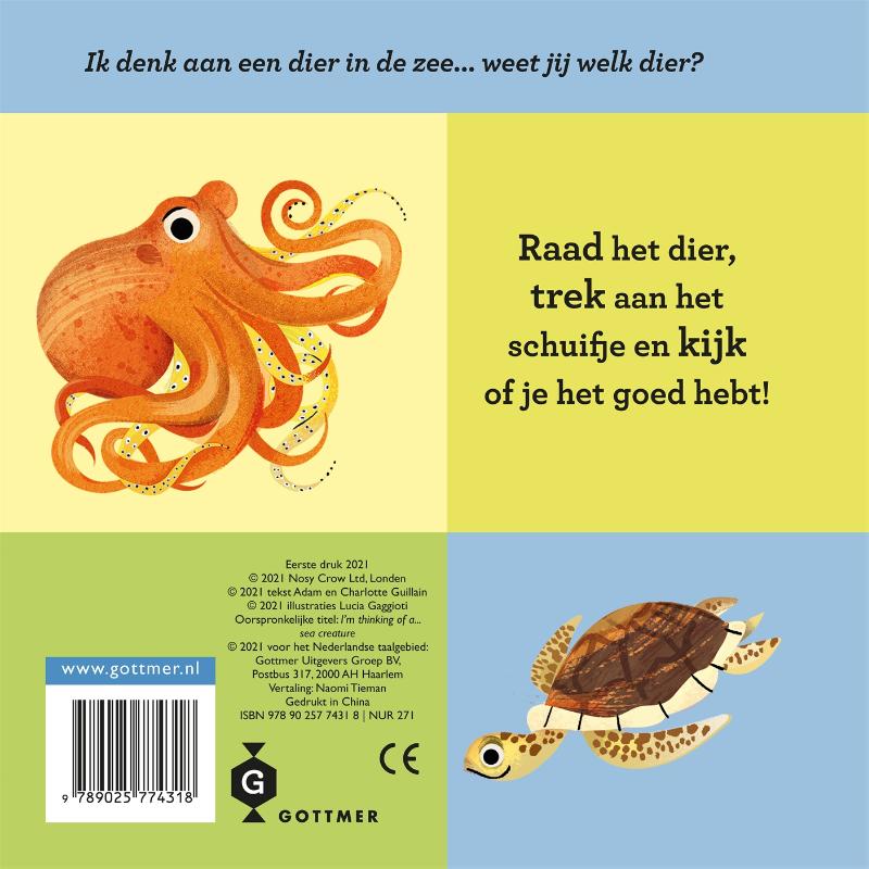 Achterkant van Aan welk dier in de zee denk ik?