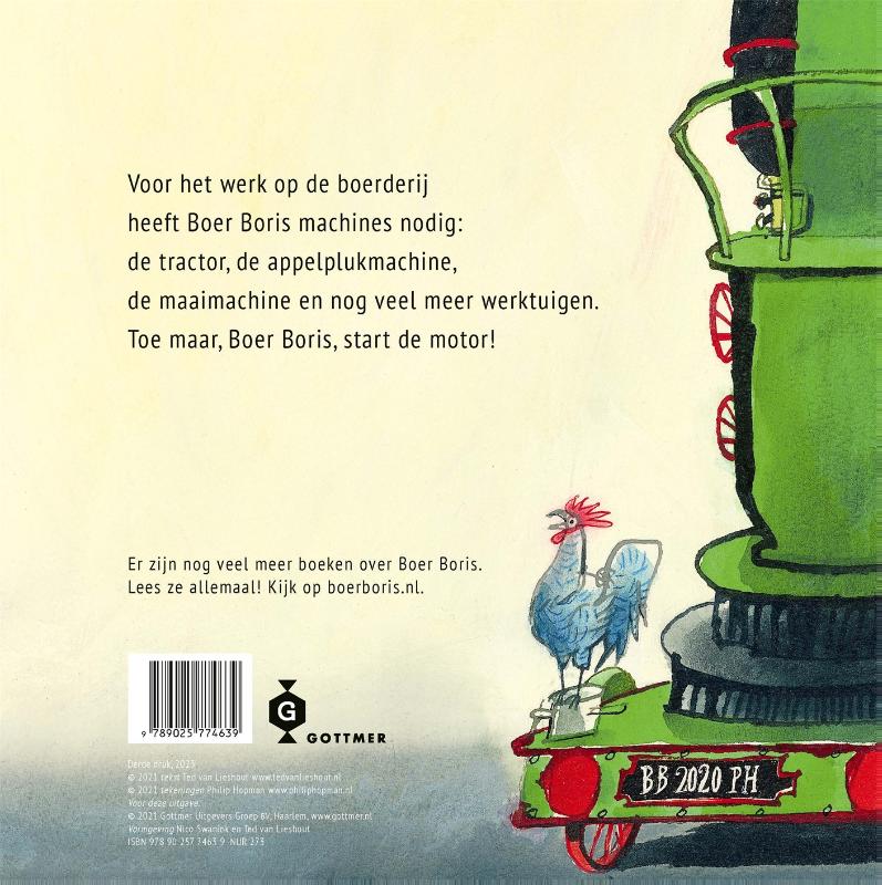 Achterkant van Boer Boris, start de motor!
