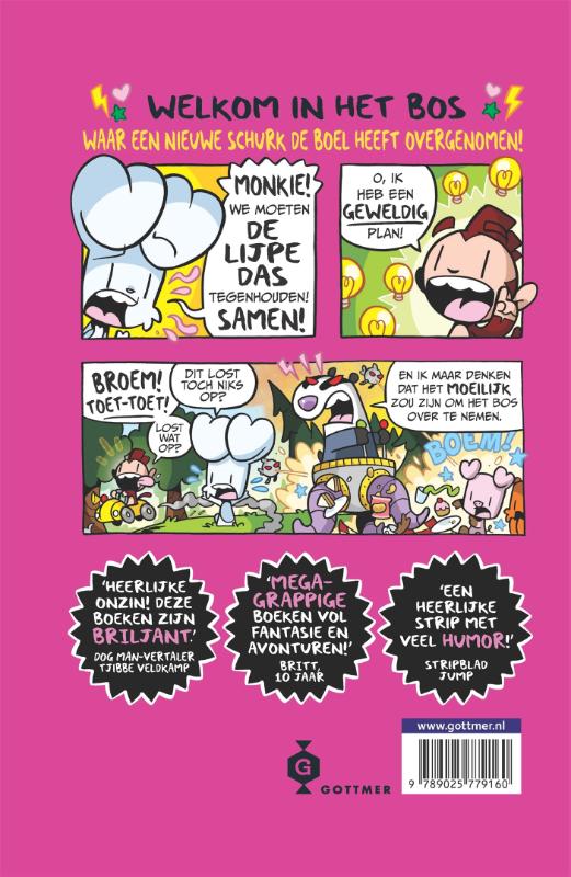 Achterkant van Bunnie vs Monkie en de terugkeer van de Lijpe Das