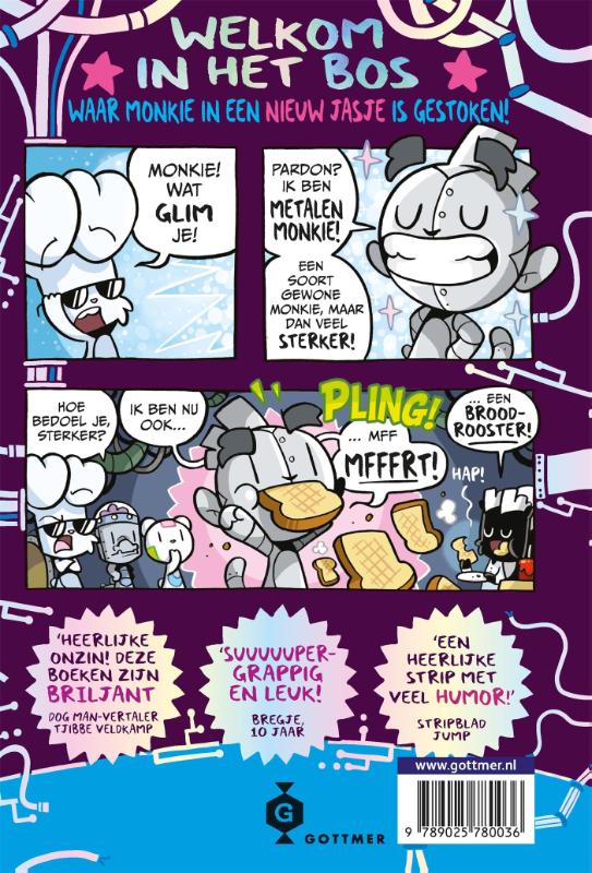 Achterkant van Bunnie vs Monkie en de robotravage