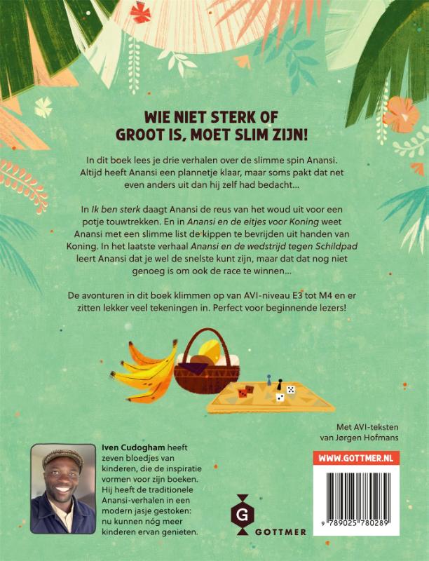 Achterkant van Slimme verhalen van Anansi de spin