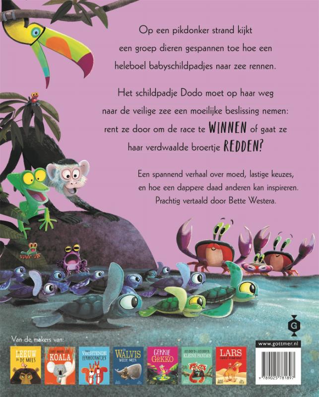 Achterkant van Schiet op, schildpadjes