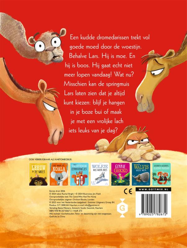 Achterkant van Lars de dwarse dromedaris