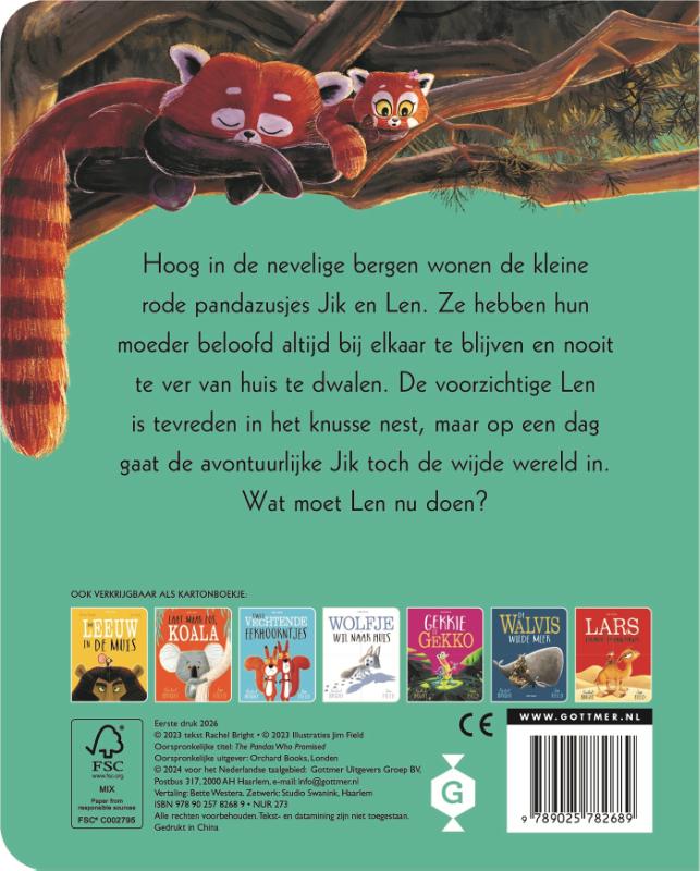 Achterkant van Beloofd is beloofd, kleine panda's