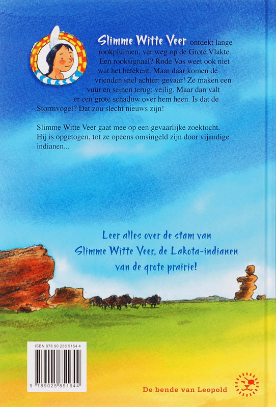 Achterkant van Slimme Witte Veer en de stormvogel