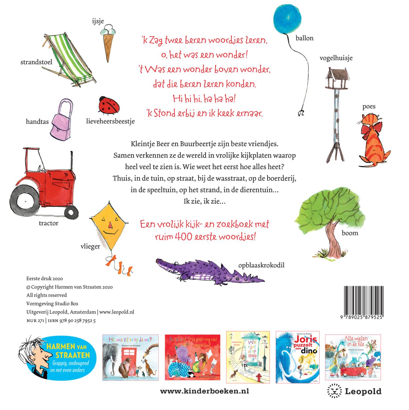 Achterkant van Ik zag twee beren woordjes leren