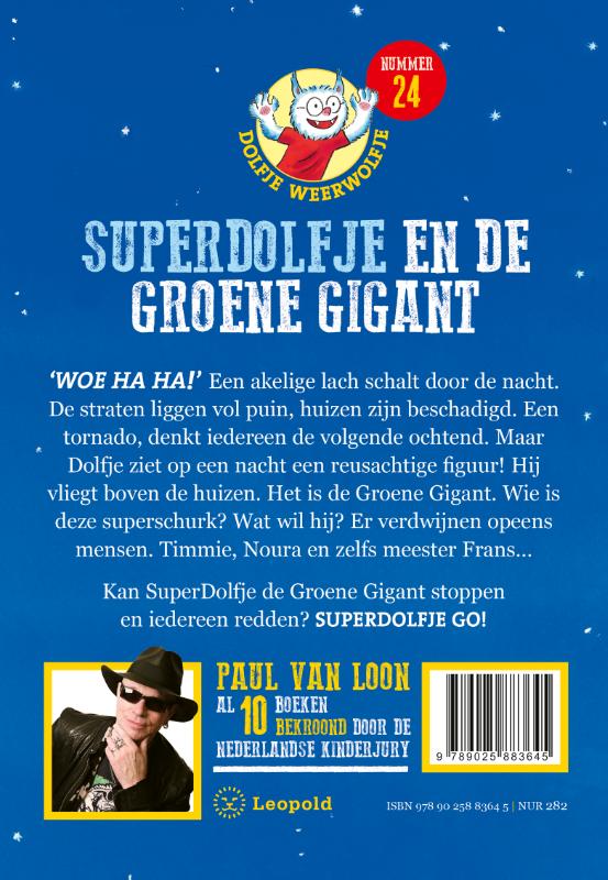 Achterkant van SuperDolfje en de Groene Gigant
