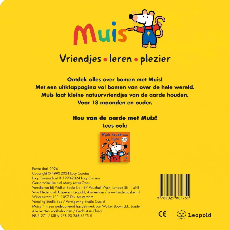Achterkant van Muis houdt van bomen