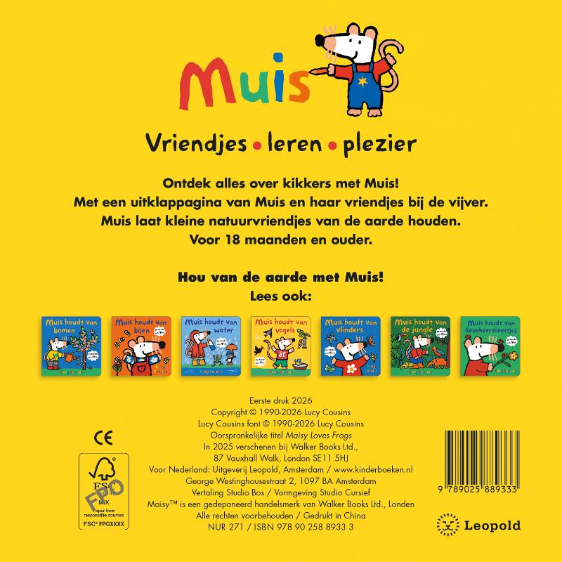 Achterkant van Muis houdt van kikkers
