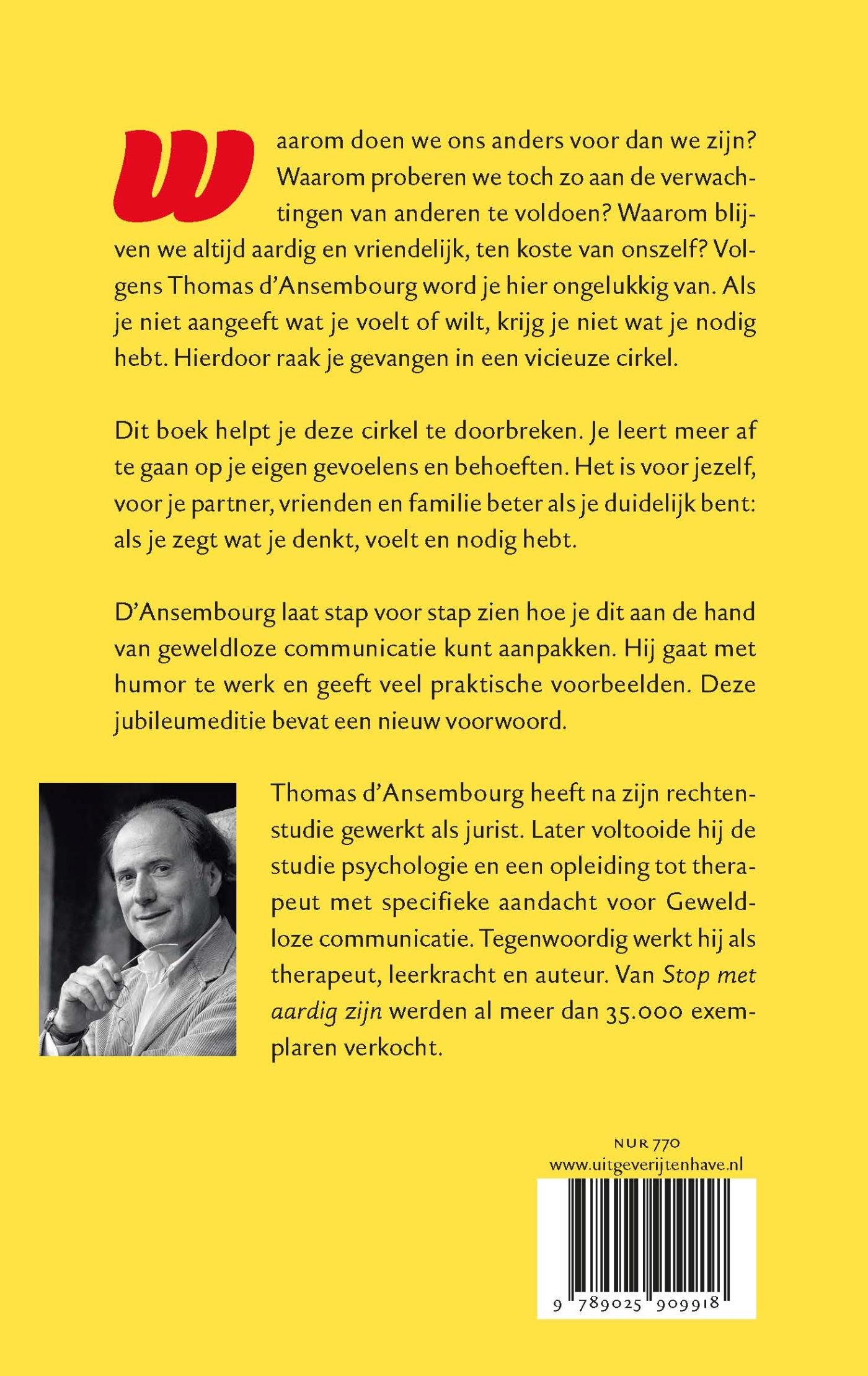 Achterkant van Stop met aardig zijn