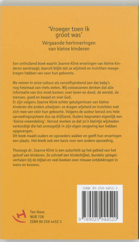 Achterkant van Vroeger toen ik groot was