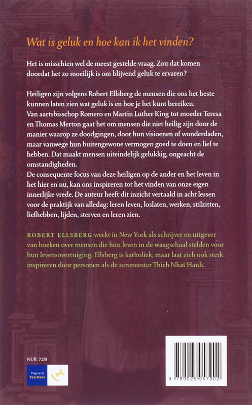 Achterkant van Het geluk is met de heiligen