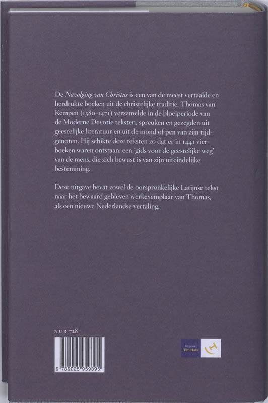 Achterkant van Navolging van Christus