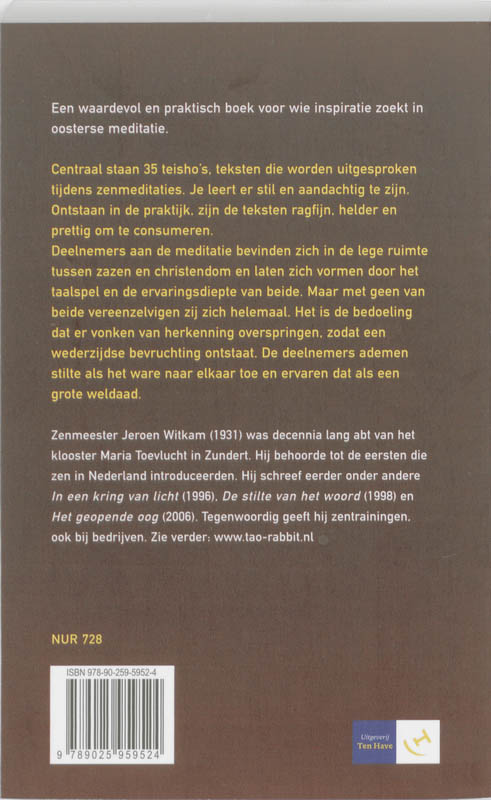 Achterkant van Zitten in stilte