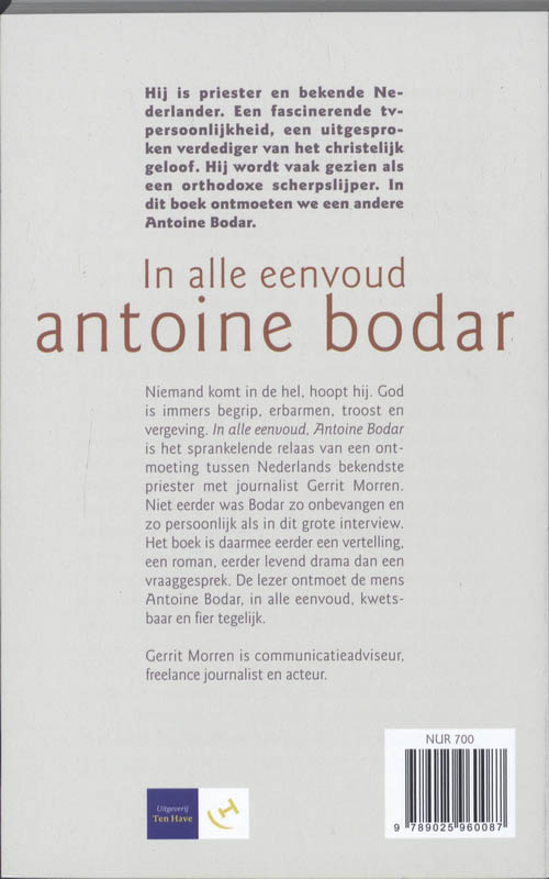 Achterkant van In alle Eenvoud, Antoine Bodar