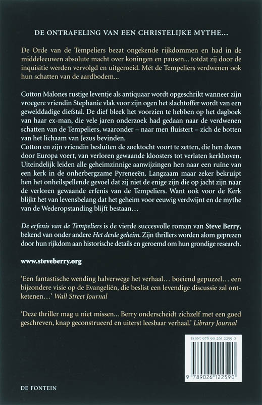 Achterkant van De erfenis van de Tempeliers