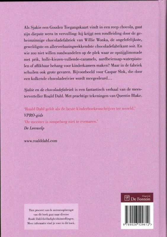 Achterkant van Sjakie en de chocoladefabriek - nostalgische editie