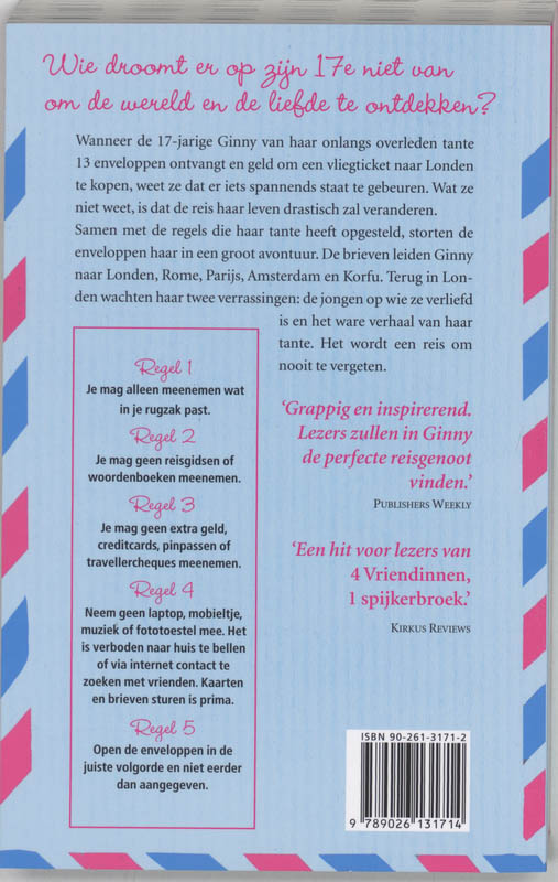 Achterkant van 13 Enveloppen & 1 rugzak