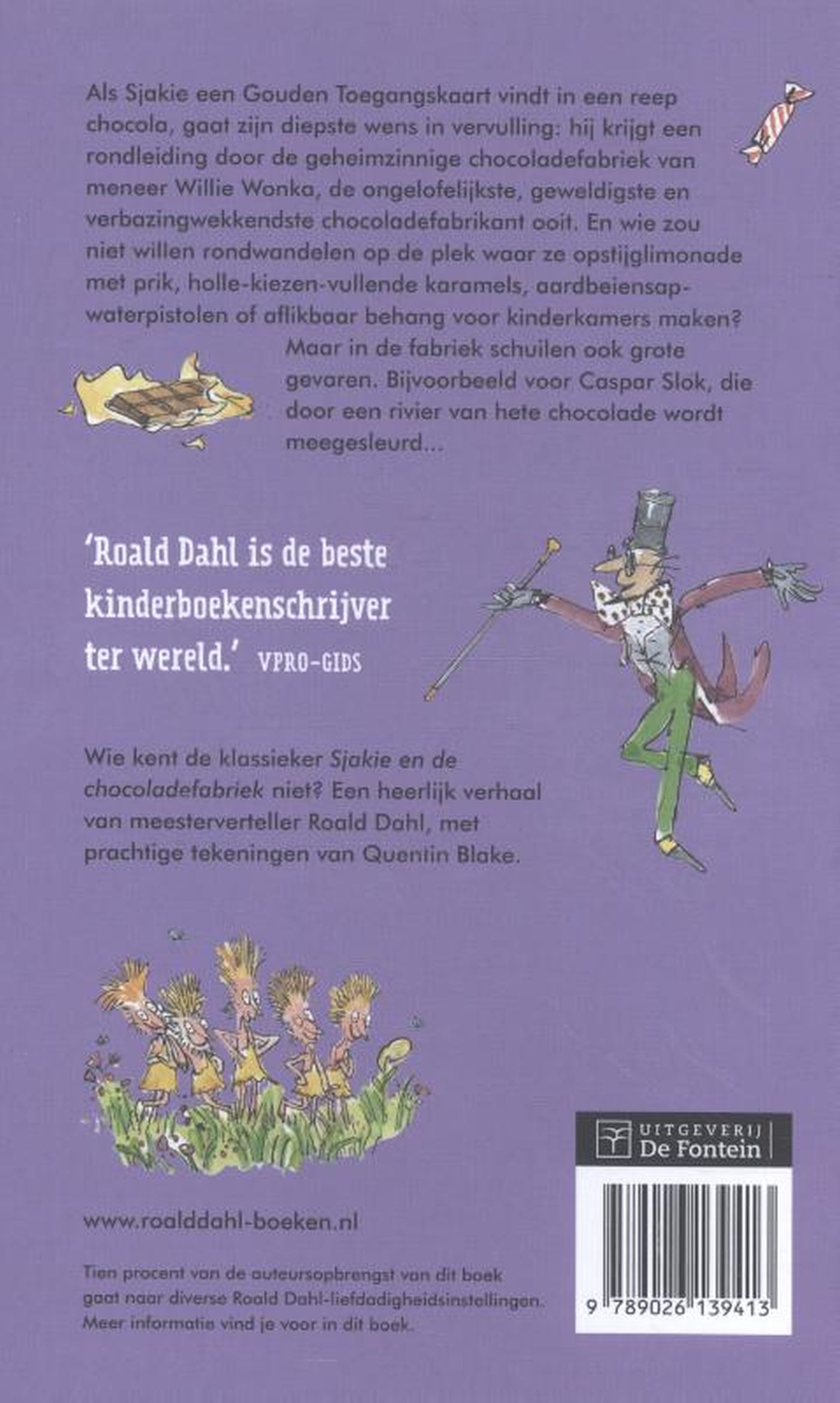 Achterkant van Sjakie en de chocoladefabriek