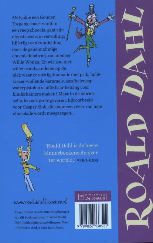 Achterkant van Sjakie en de chocoladefabriek