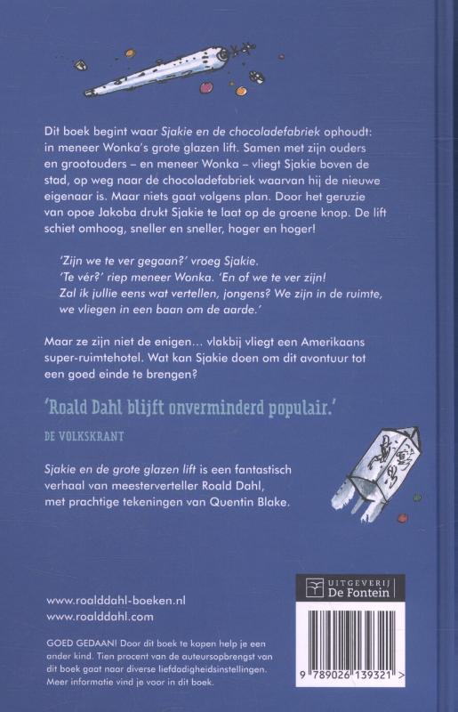 Achterkant van Sjakie en de grote glazen lift