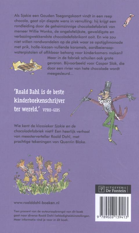 Achterkant van Sjakie en de chocoladefabriek