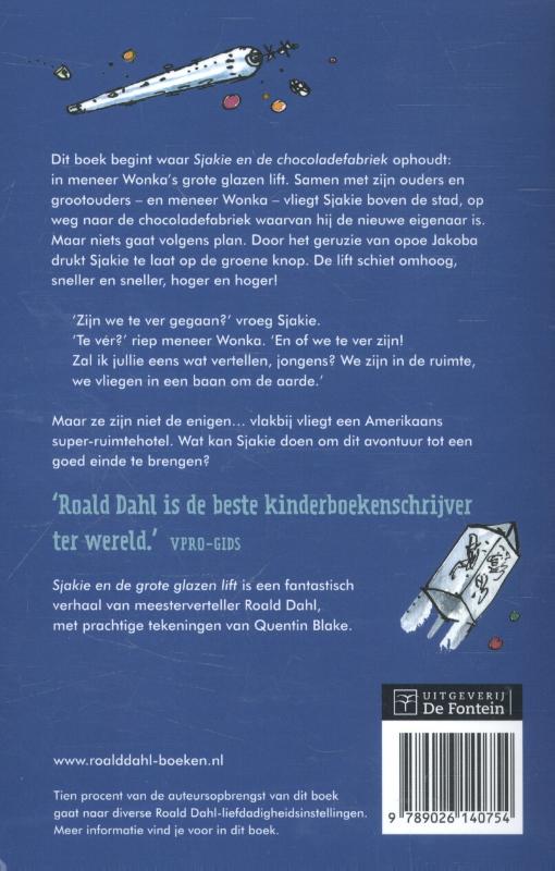 Achterkant van Sjakie en de grote glazen lift
