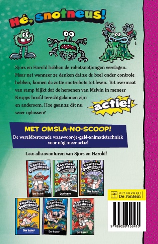 Achterkant van Deel 2. Mot met de zotte snotrobots