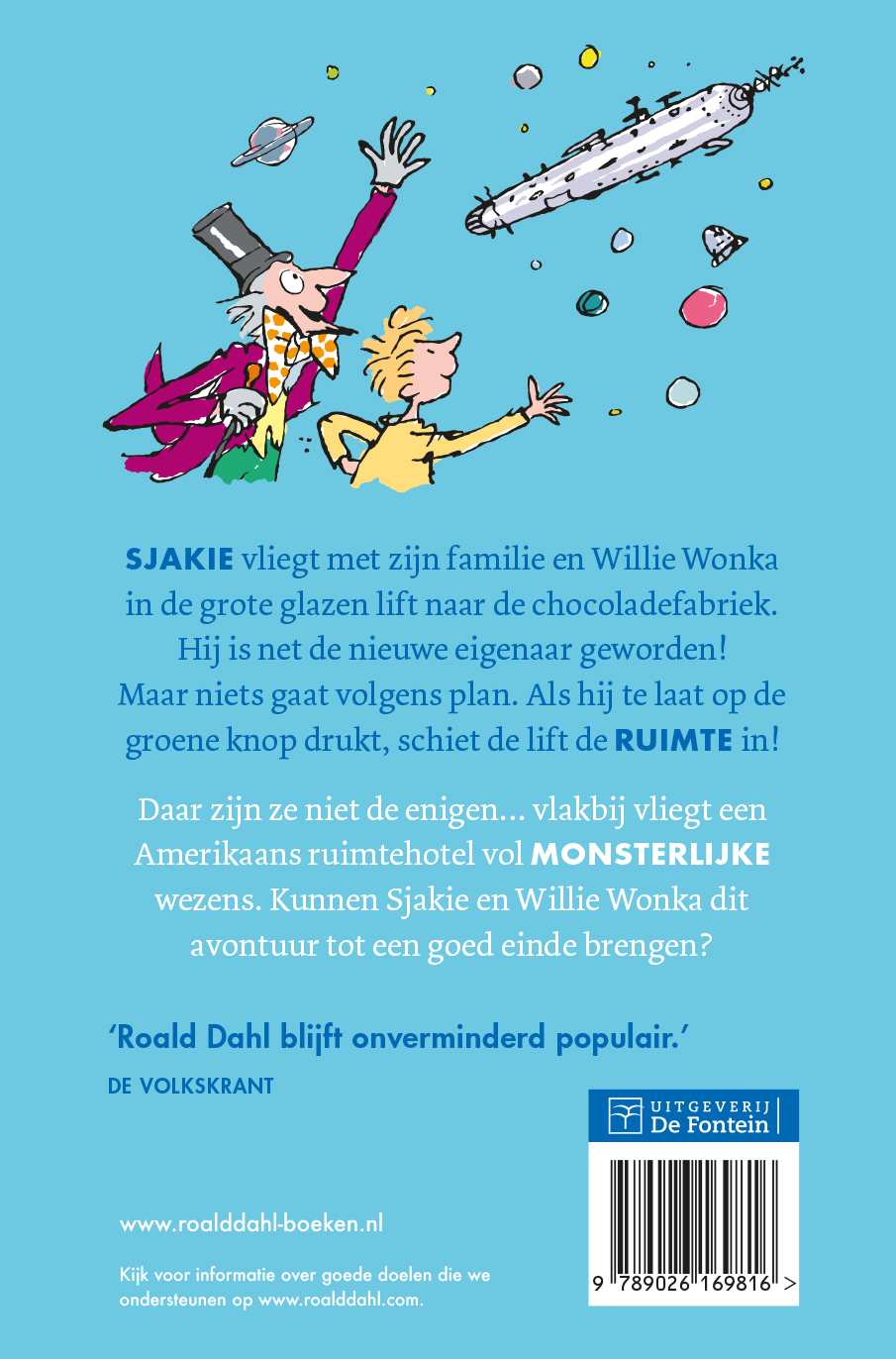Achterkant van Sjakie en de grote glazen lift