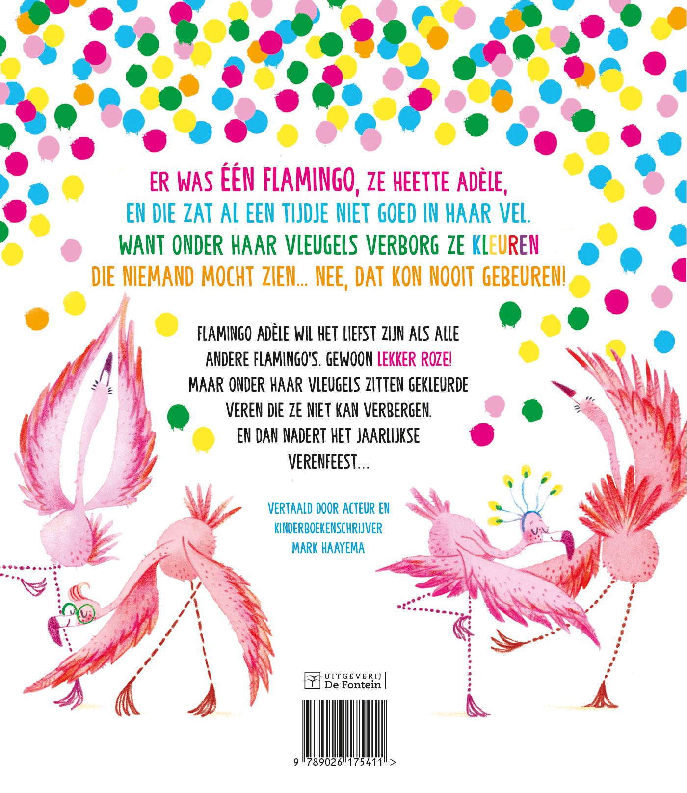 Achterkant van De regenboogflamingo
