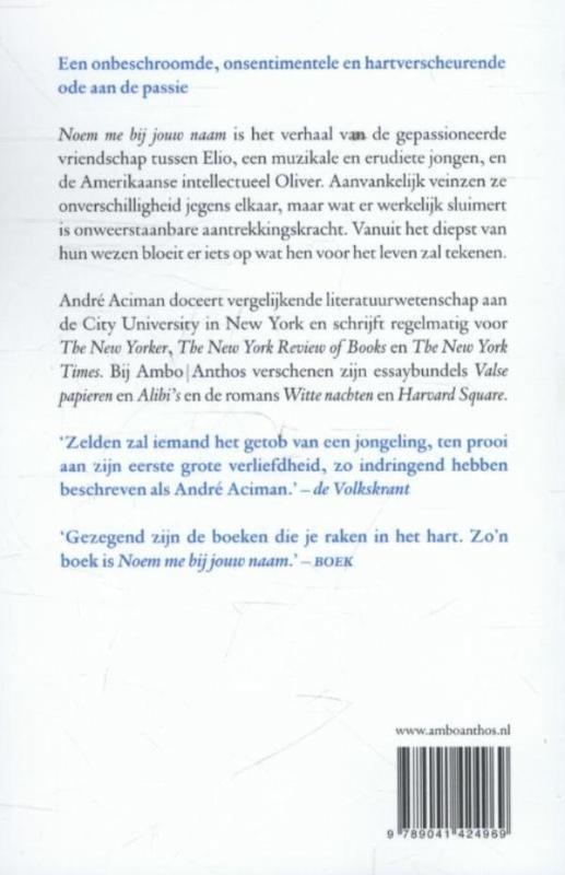 Achterkant van Noem me bij jouw naam - filmeditie