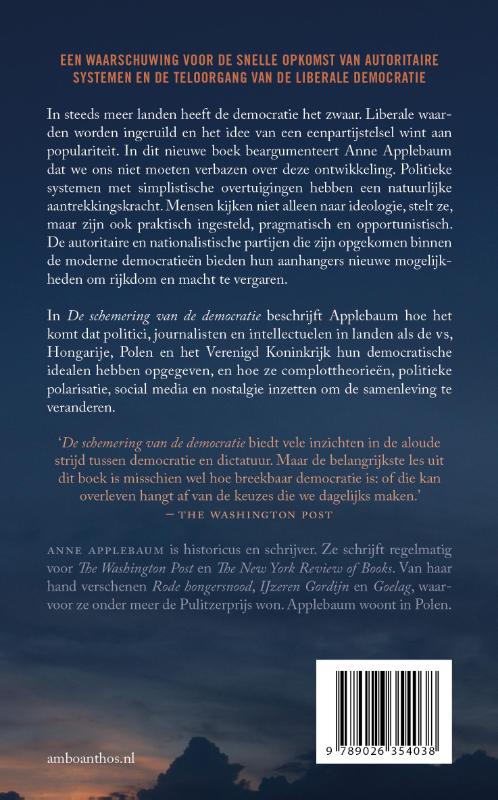 Achterkant van De schemering van de democratie