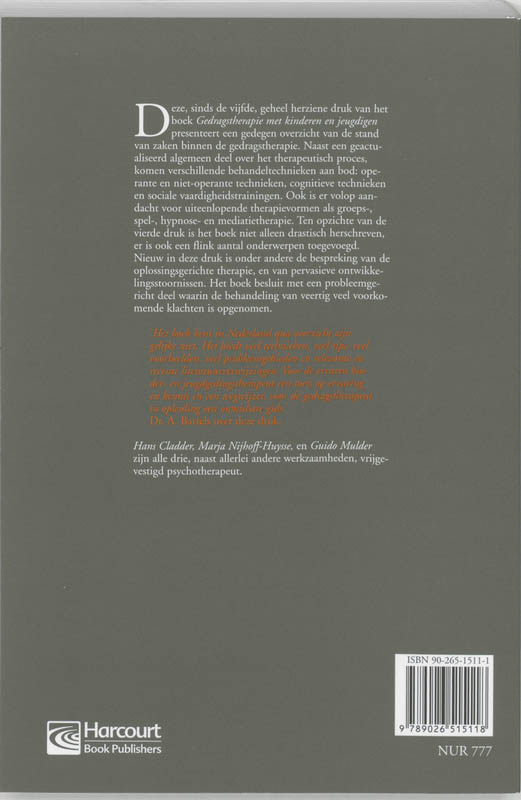 Achterkant van Gedragstherapie met kinderen en jeugdigen