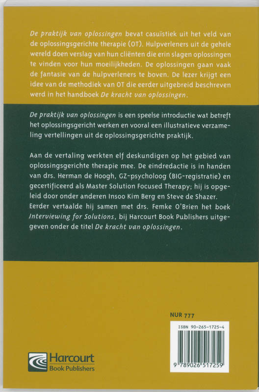Achterkant van De praktijk van oplossingen