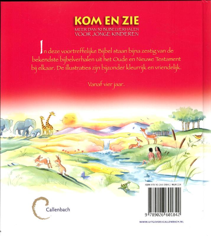 Achterkant van Kom en zie