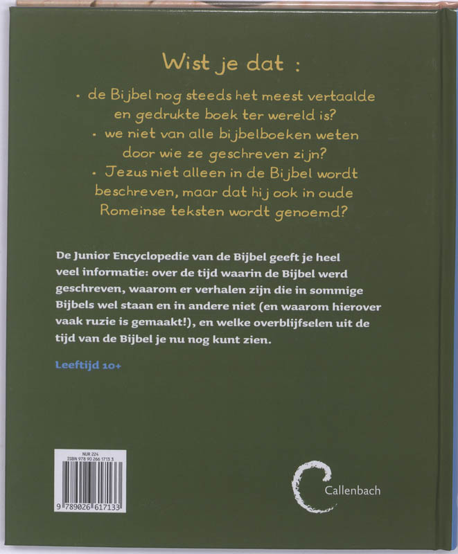 Achterkant van Junior encyclopedie van de Bijbel
