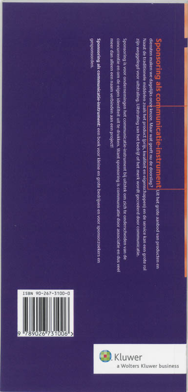 Achterkant van Sponsoring als communicatie-instrument