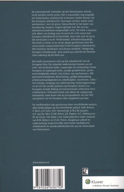 Achterkant van Inleiding Europees arbeidsrecht